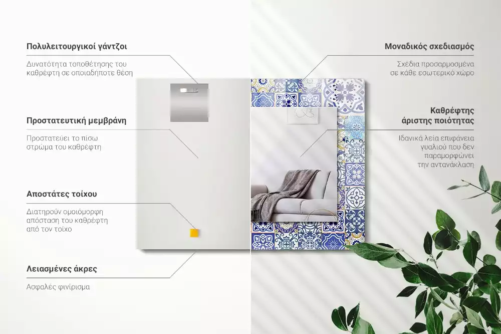 Miroir décoratif rectangulaire Carrelage mosaïque coloré