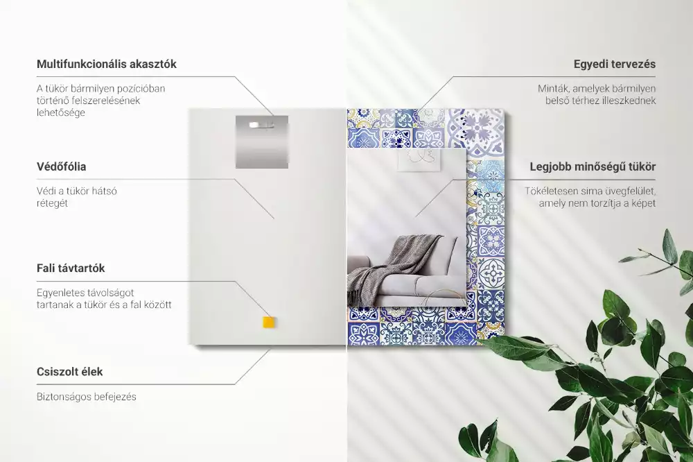 Miroir décoratif rectangulaire Carrelage mosaïque coloré