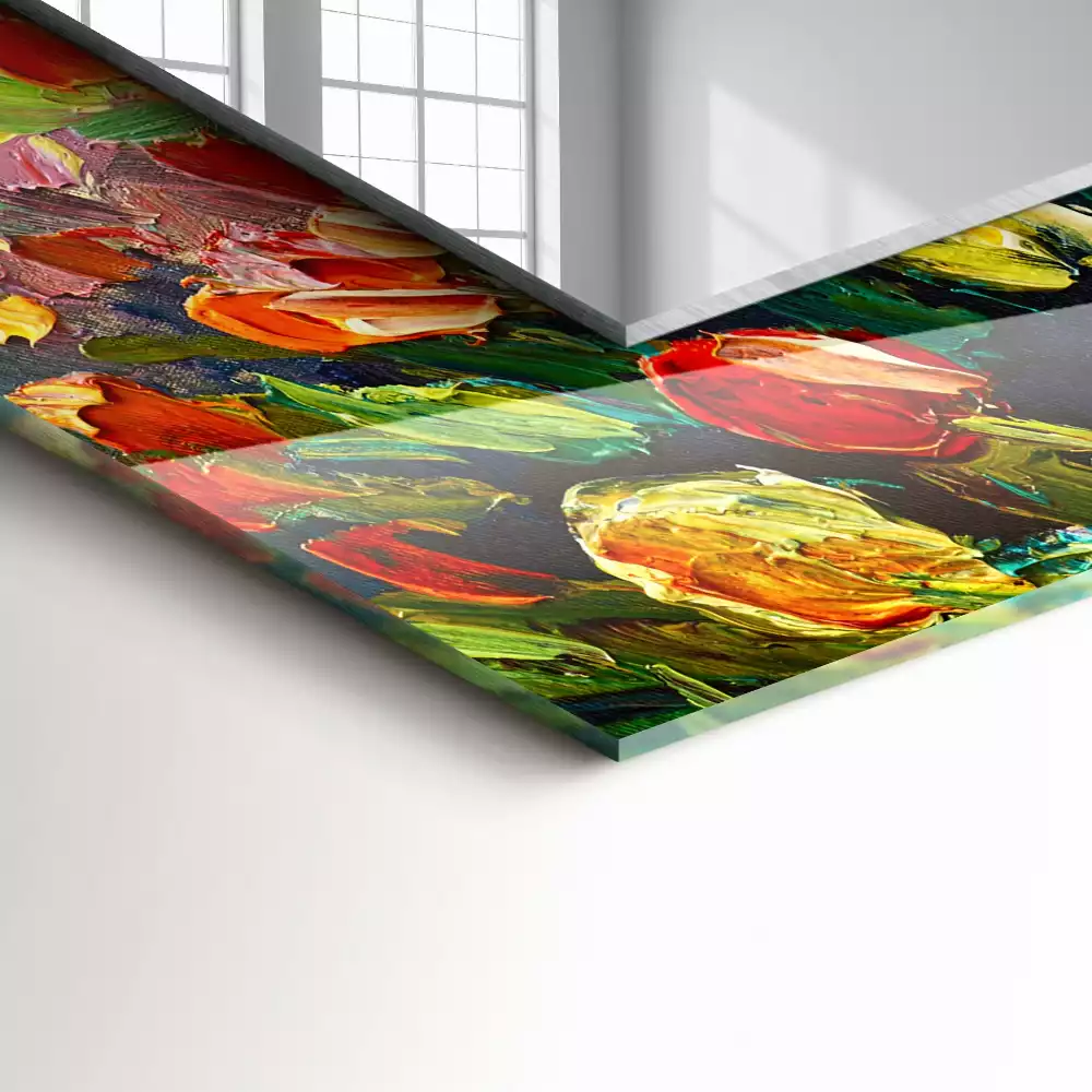 Miroir avec imprimé rectangulaire Champ de tulipes