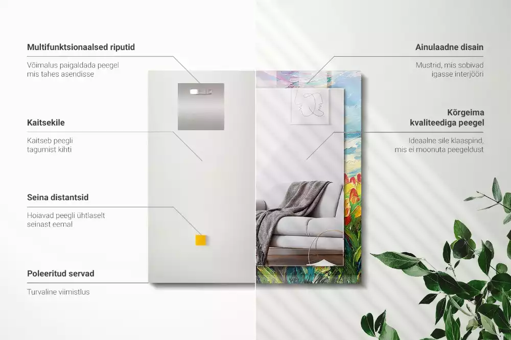 Miroir avec imprimé rectangulaire Champ de tulipes