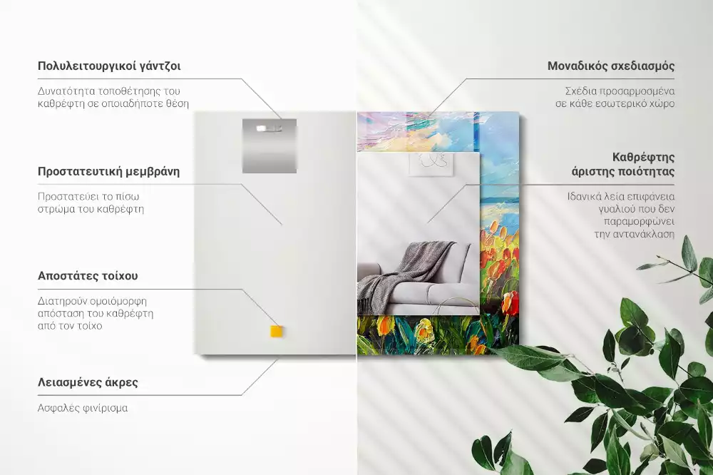 Miroir avec imprimé rectangulaire Champ de tulipes