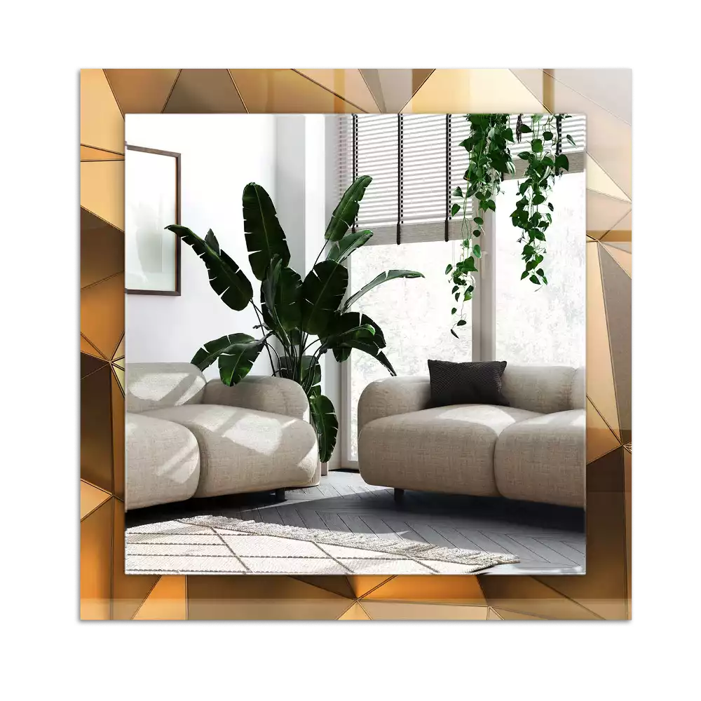 Miroir décoratif rectangulaire Motifs géométriques dorés