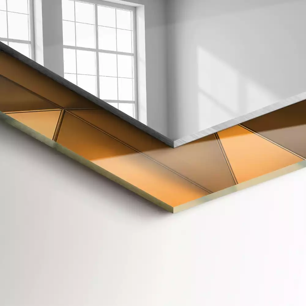 Miroir décoratif rectangulaire Motifs géométriques dorés