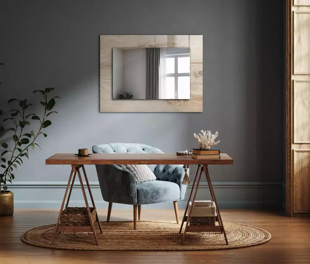 Miroir avec imprimé décoratif rectangulaire Bois avec nœuds