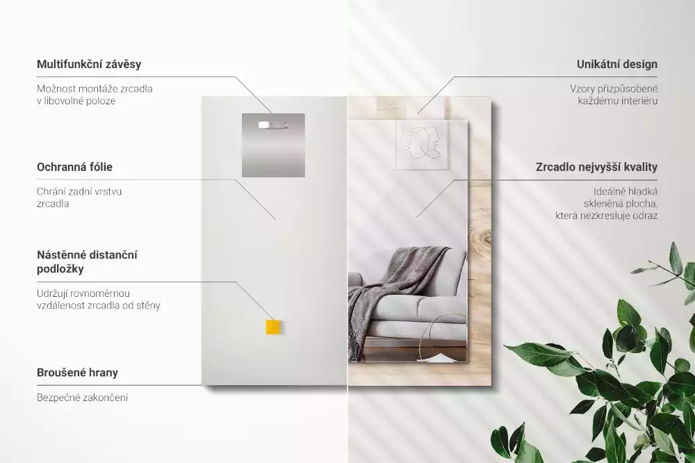 Miroir avec imprimé décoratif rectangulaire Bois avec nœuds