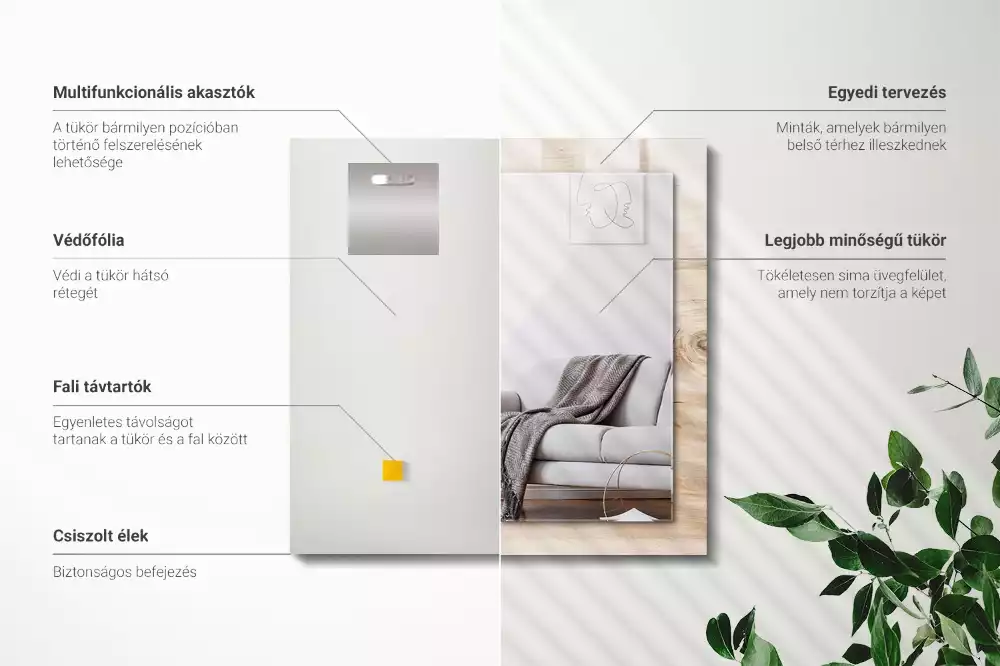 Miroir avec imprimé décoratif rectangulaire Bois avec nœuds