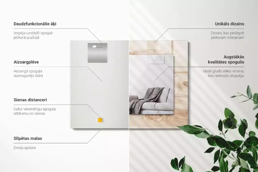 Miroir avec imprimé décoratif rectangulaire Bois avec nœuds