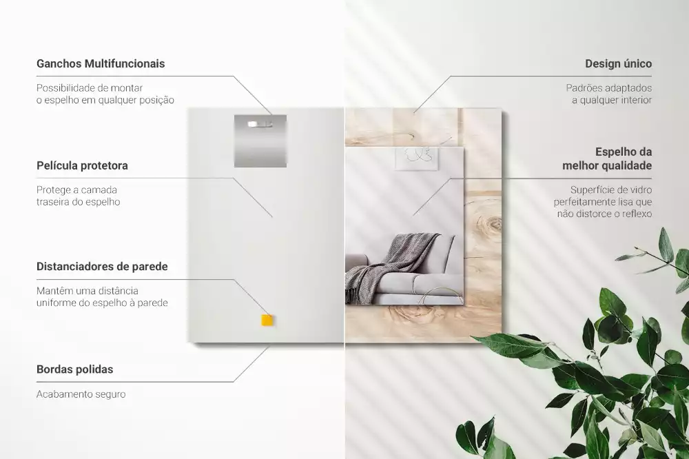 Miroir avec imprimé décoratif rectangulaire Bois avec nœuds