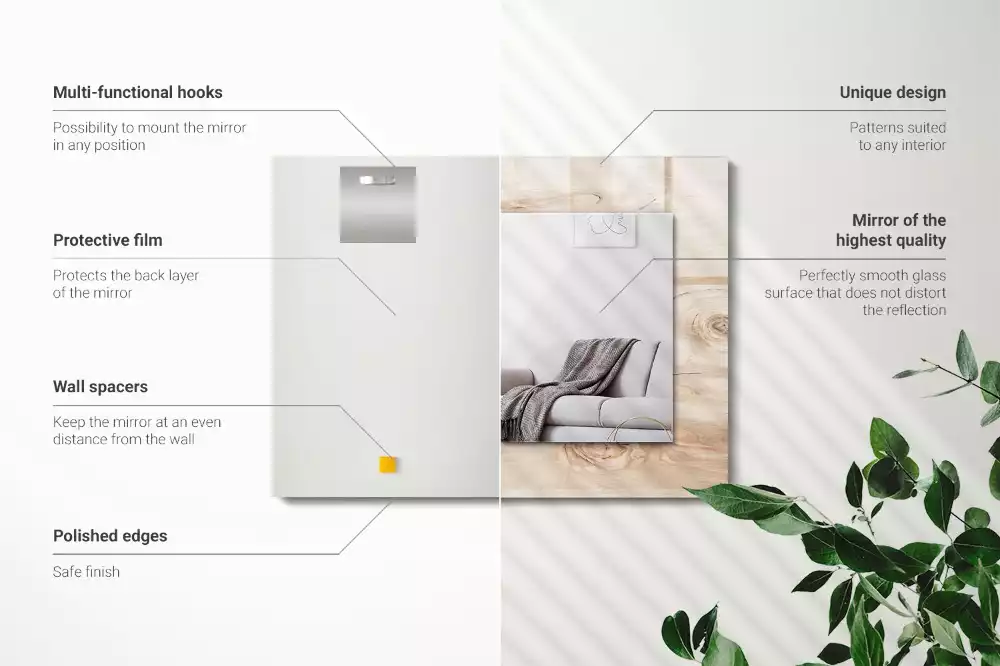 Miroir avec imprimé décoratif rectangulaire Bois avec nœuds