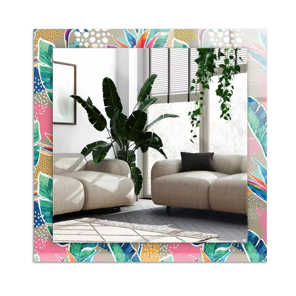 Miroir décoratif rectangulaire Fleurs et feuilles