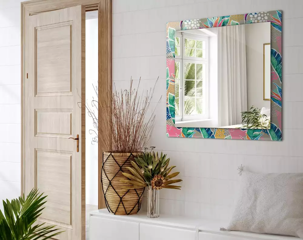 Miroir décoratif rectangulaire Fleurs et feuilles