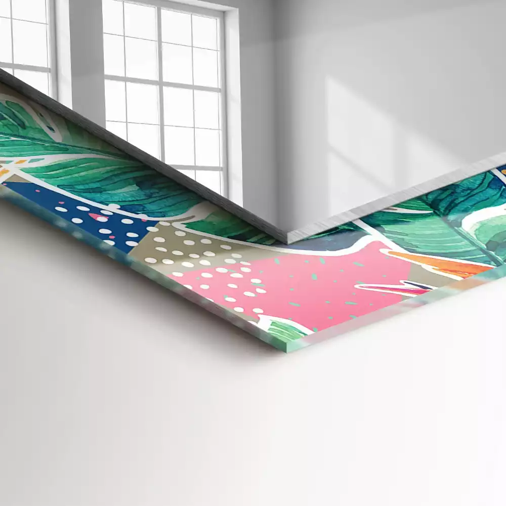 Miroir décoratif rectangulaire Fleurs et feuilles