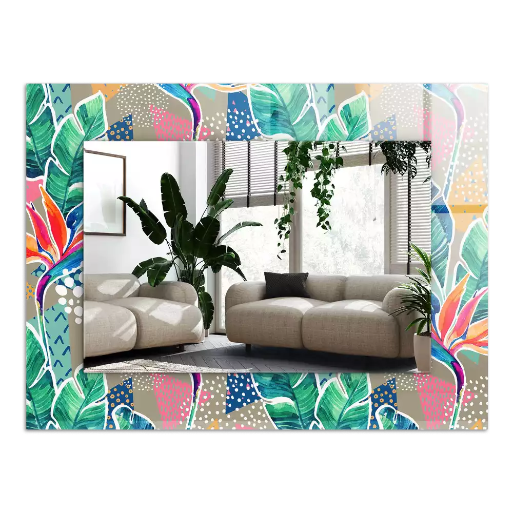 Miroir décoratif rectangulaire Fleurs et feuilles