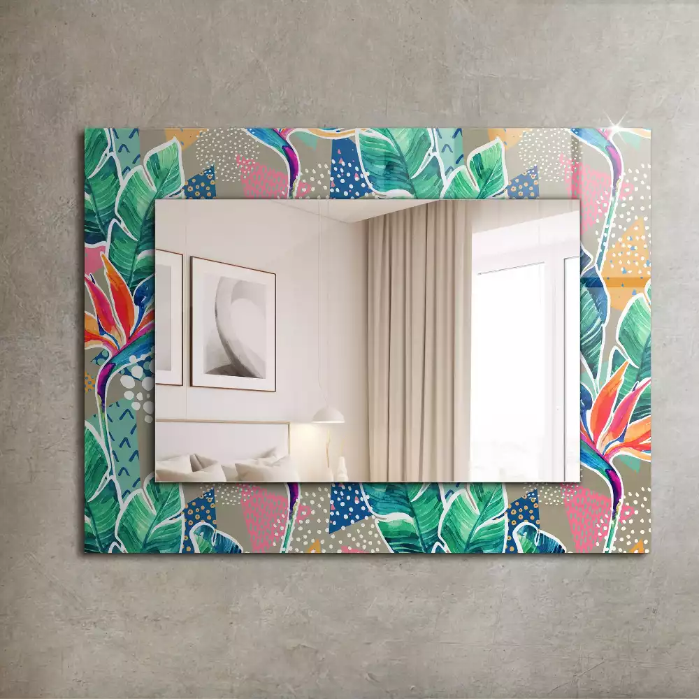 Miroir décoratif rectangulaire Fleurs et feuilles