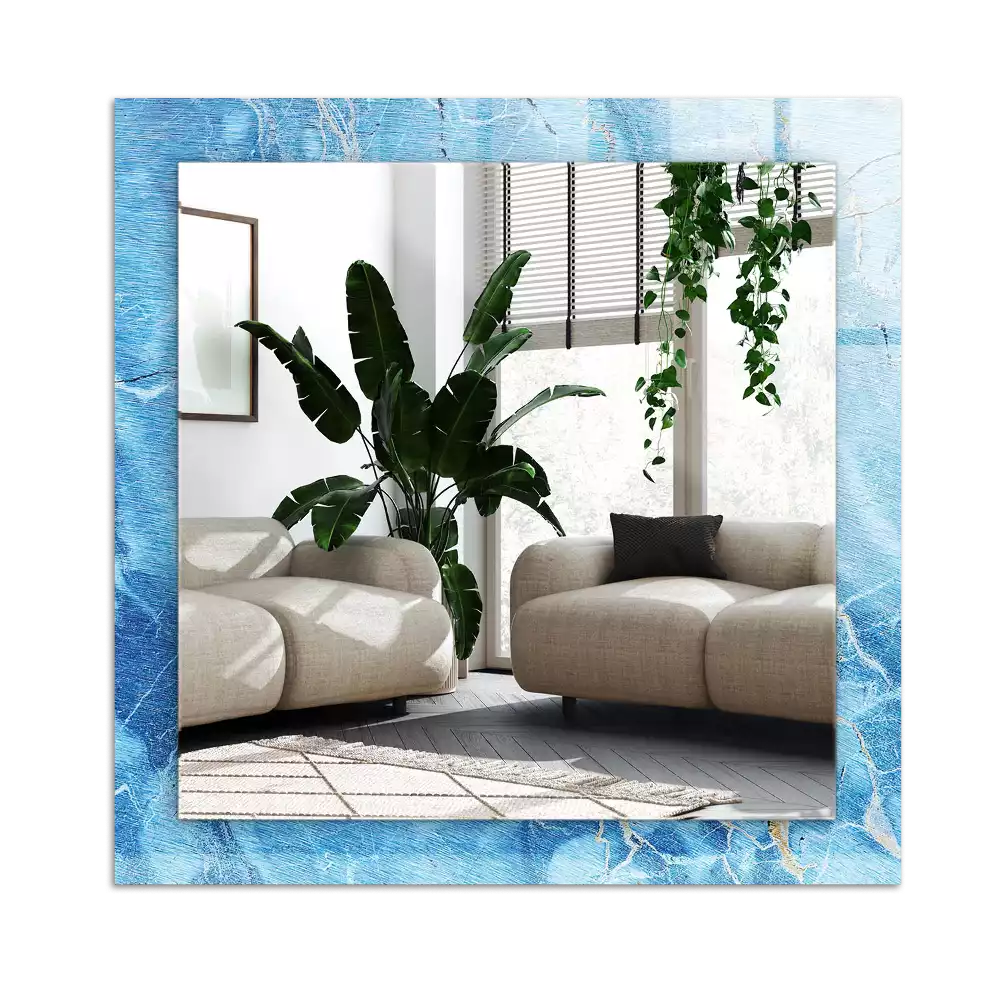 Miroir avec imprimé rectangulaire Motif marbre bleu