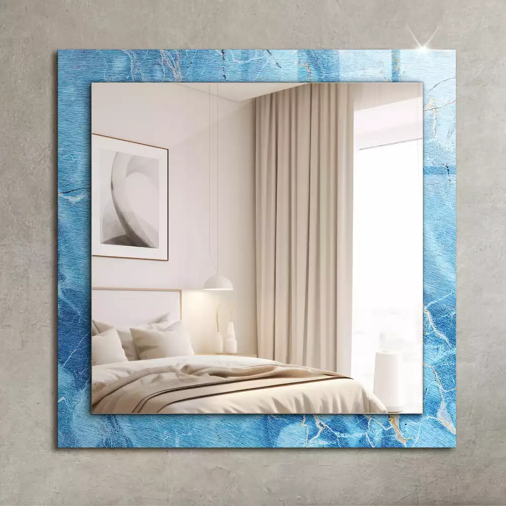 Miroir avec imprimé rectangulaire Motif marbre bleu