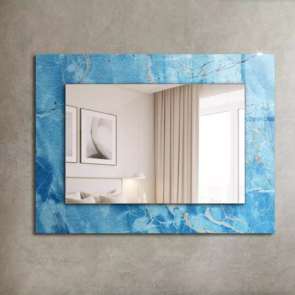 Miroir avec imprimé rectangulaire Motif marbre bleu