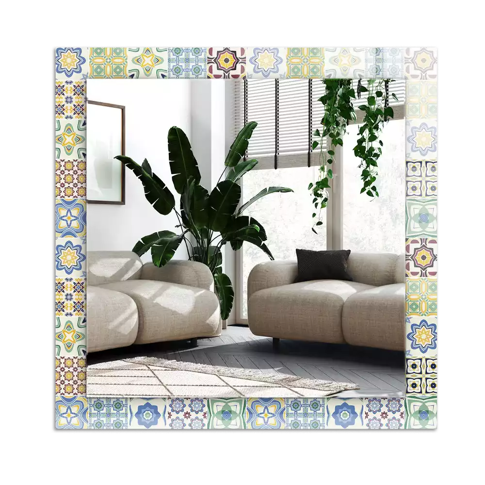 Miroir avec imprimé décoratif rectangulaire Motifs carrelés colorés