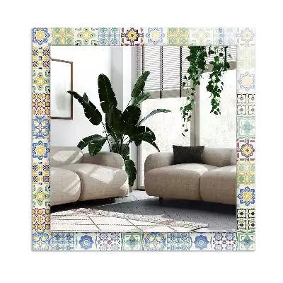Miroir avec imprimé décoratif rectangulaire Motifs carrelés colorés