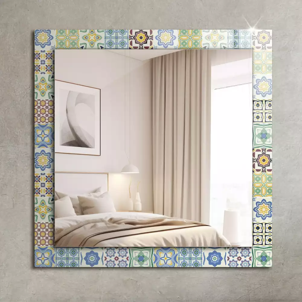 Miroir avec imprimé décoratif rectangulaire Motifs carrelés colorés