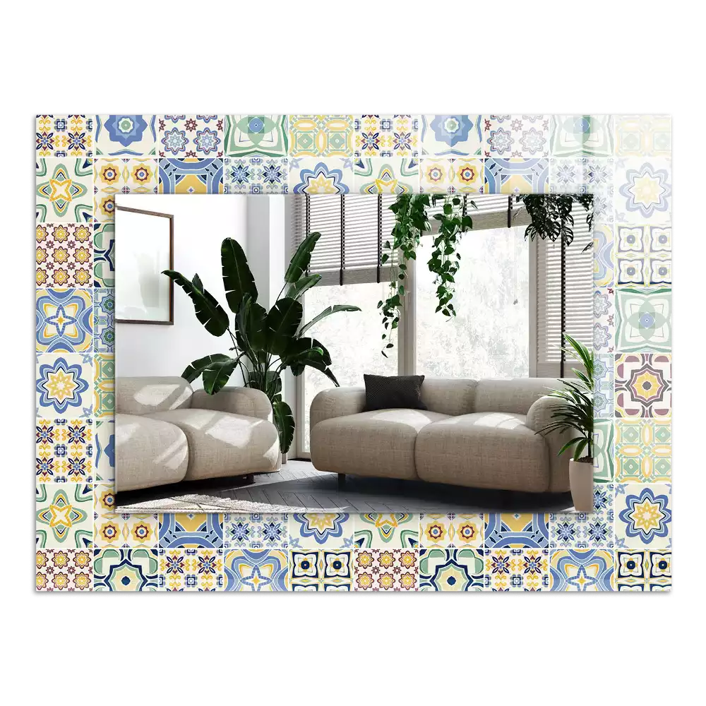 Miroir avec imprimé décoratif rectangulaire Motifs carrelés colorés