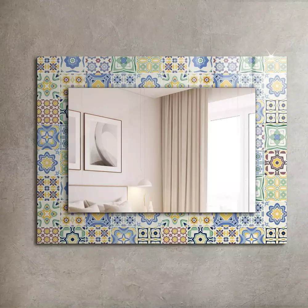 Miroir avec imprimé décoratif rectangulaire Motifs carrelés colorés