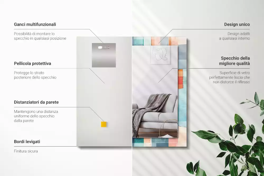 Miroir décoratif rectangulaire Rectangles abstraits colorés