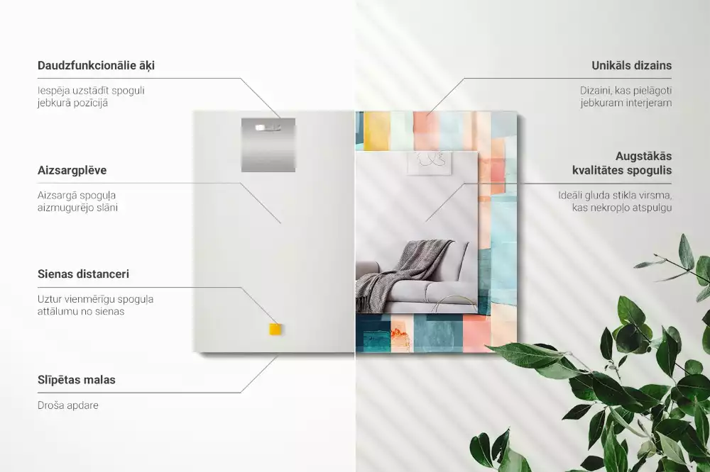 Miroir décoratif rectangulaire Rectangles abstraits colorés