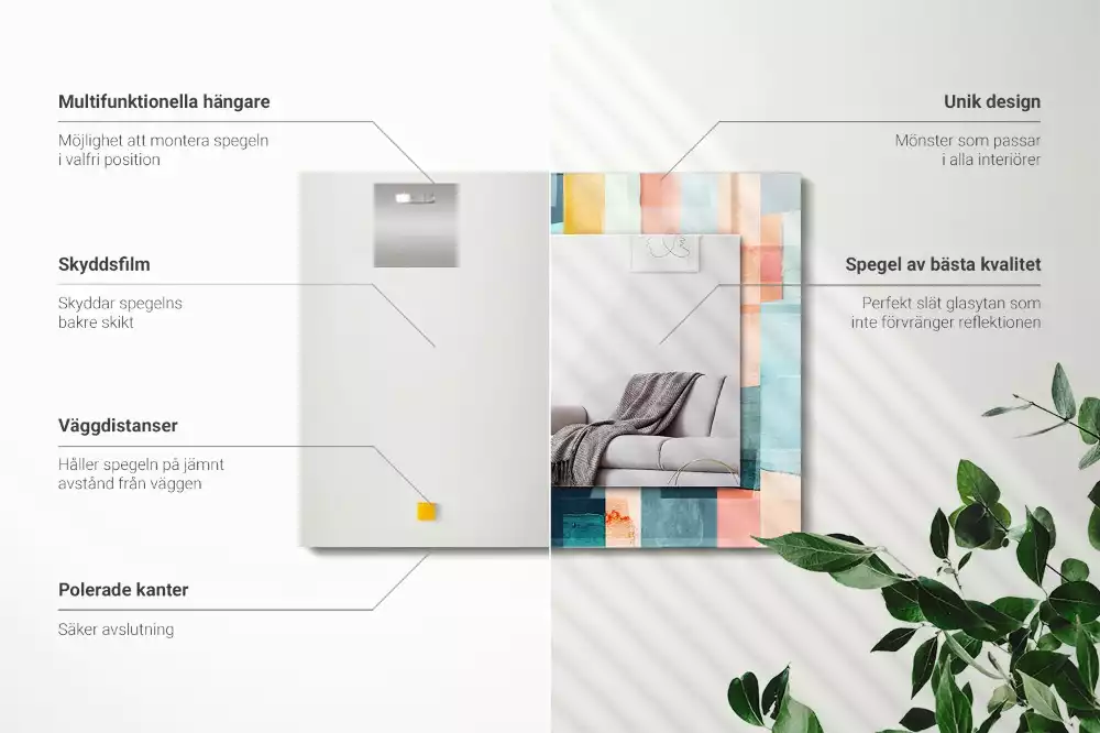 Miroir décoratif rectangulaire Rectangles abstraits colorés