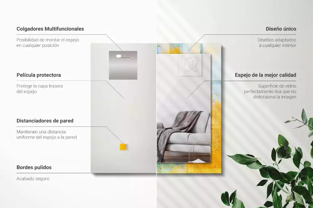 Miroir avec imprimé décoratif rectangulaire Peinture à l’huile abstraite