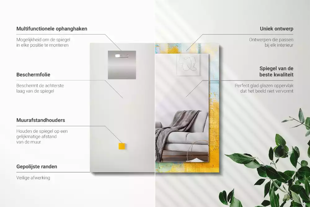 Miroir avec imprimé décoratif rectangulaire Peinture à l’huile abstraite