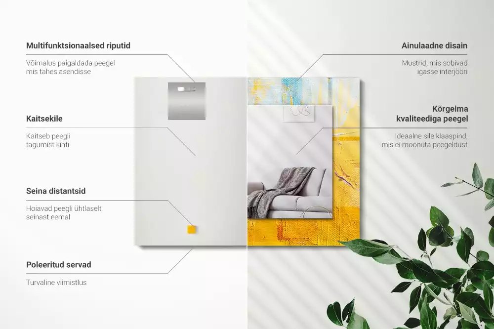 Miroir avec imprimé décoratif rectangulaire Peinture à l’huile abstraite