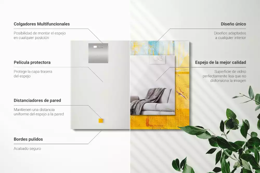 Miroir avec imprimé décoratif rectangulaire Peinture à l’huile abstraite