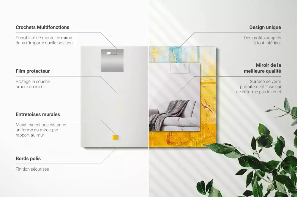 Miroir avec imprimé décoratif rectangulaire Peinture à l’huile abstraite