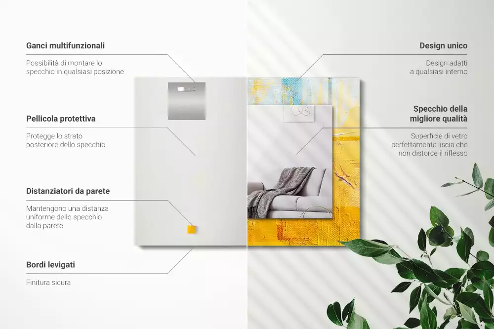 Miroir avec imprimé décoratif rectangulaire Peinture à l’huile abstraite