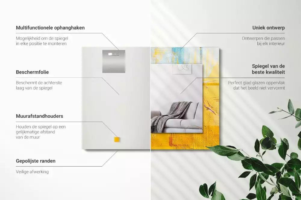 Miroir avec imprimé décoratif rectangulaire Peinture à l’huile abstraite