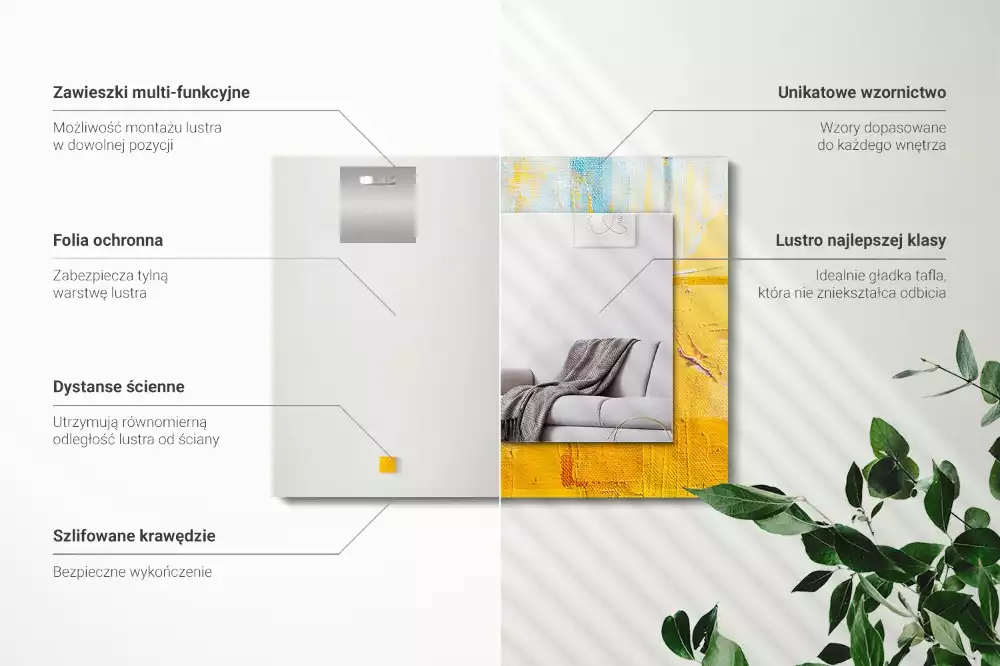 Miroir avec imprimé décoratif rectangulaire Peinture à l’huile abstraite