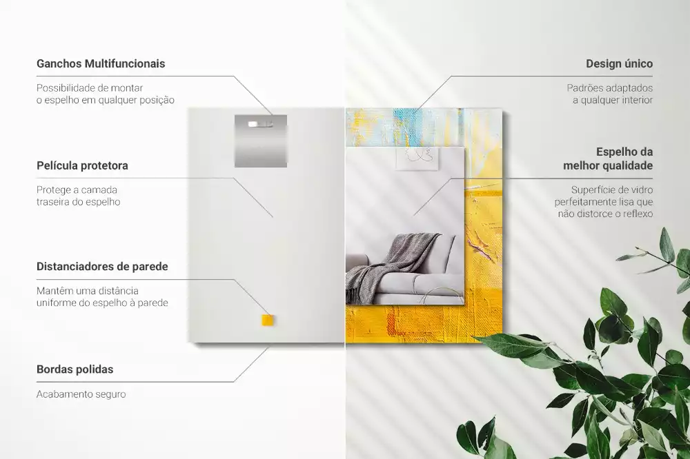 Miroir avec imprimé décoratif rectangulaire Peinture à l’huile abstraite