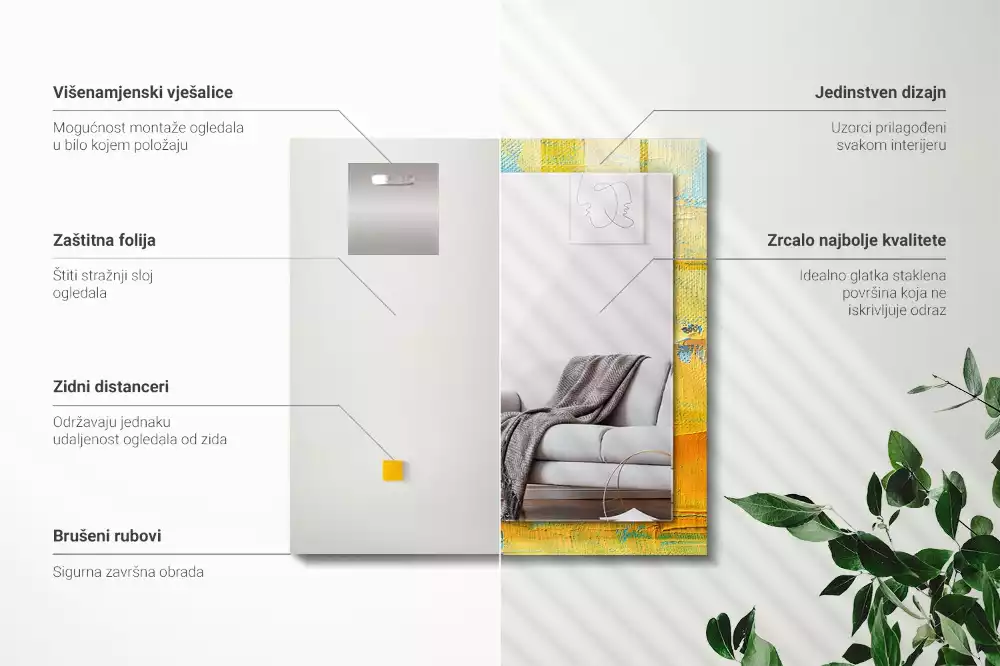 Miroir décoratif rectangulaire Peinture à l’huile abstraite