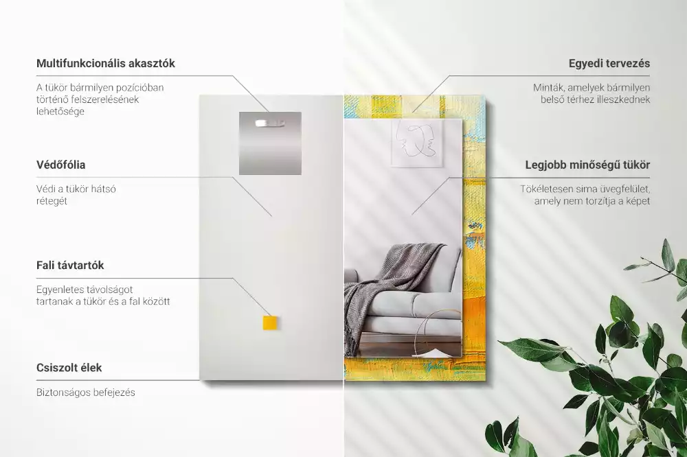 Miroir décoratif rectangulaire Peinture à l’huile abstraite