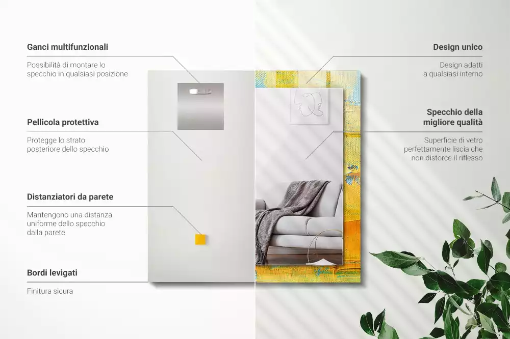 Miroir décoratif rectangulaire Peinture à l’huile abstraite