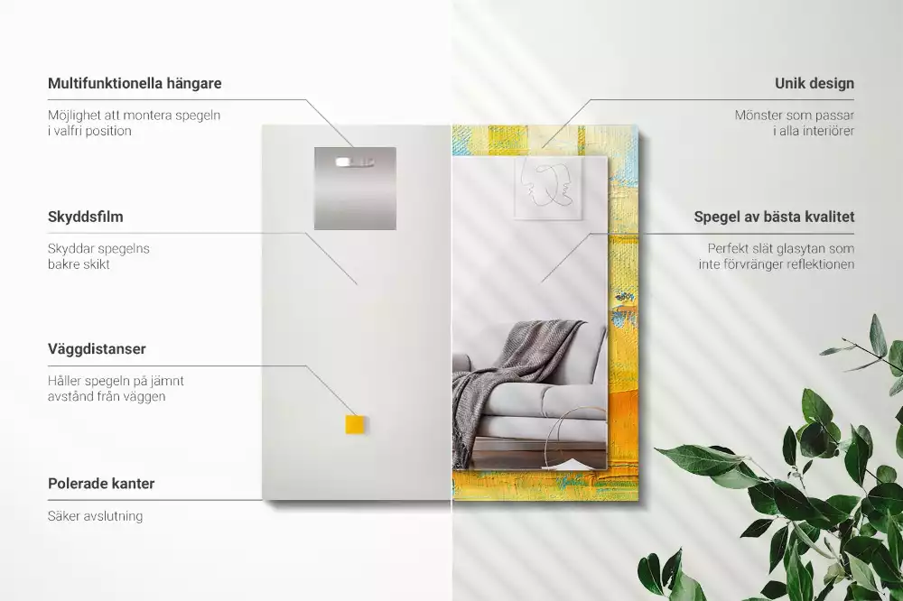 Miroir décoratif rectangulaire Peinture à l’huile abstraite