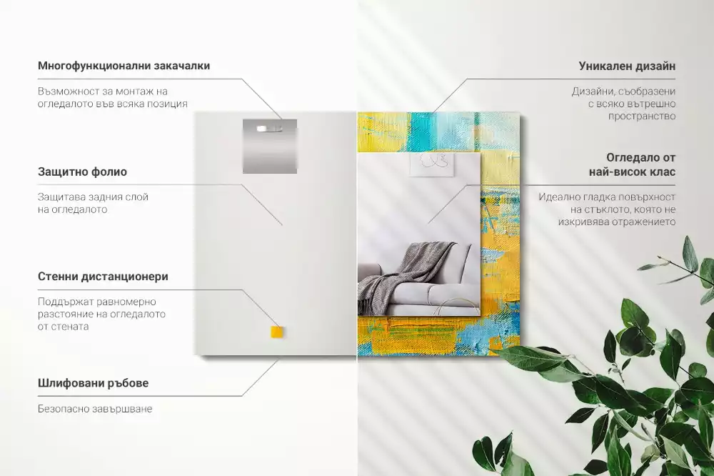 Miroir décoratif rectangulaire Peinture à l’huile abstraite