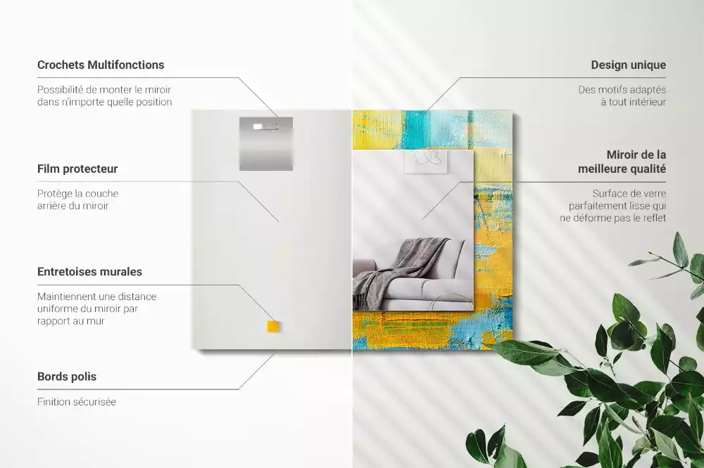 Miroir décoratif rectangulaire Peinture à l’huile abstraite