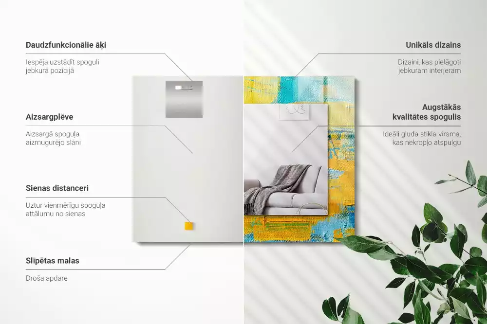 Miroir décoratif rectangulaire Peinture à l’huile abstraite