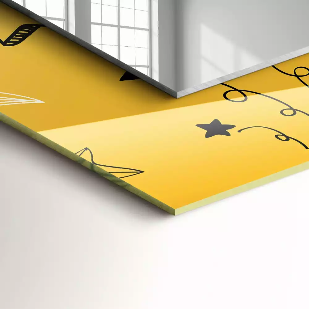 Miroir avec imprimé rectangulaire Dessins de différentes étoiles