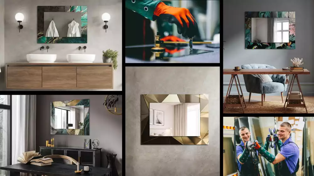 Miroir avec imprimé rectangulaire Dessins de différentes étoiles