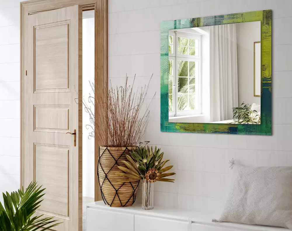 Miroir avec imprimé décoratif rectangulaire Composition de couleurs abstraite