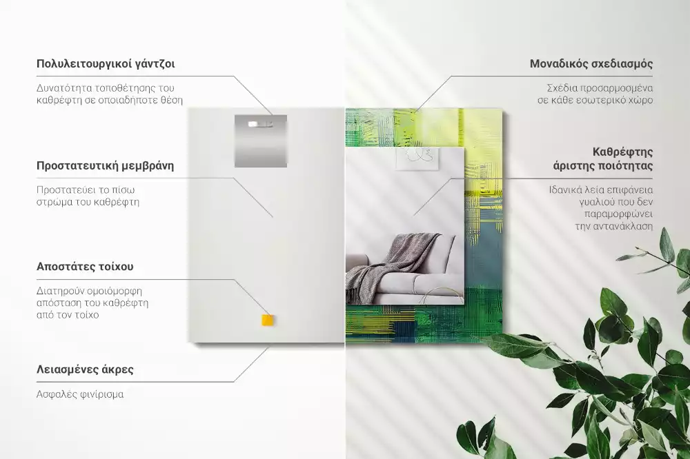 Miroir avec imprimé décoratif rectangulaire Composition de couleurs abstraite