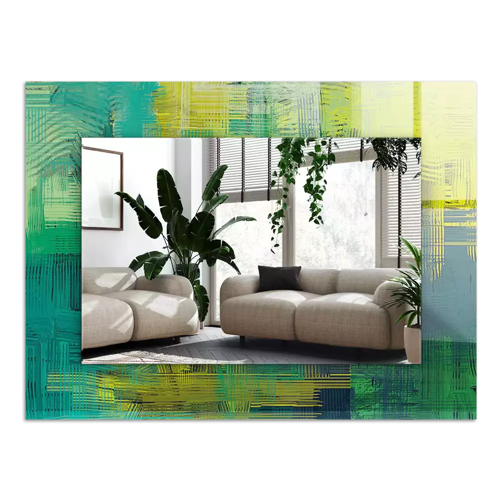 Miroir avec imprimé décoratif rectangulaire Composition de couleurs abstraite
